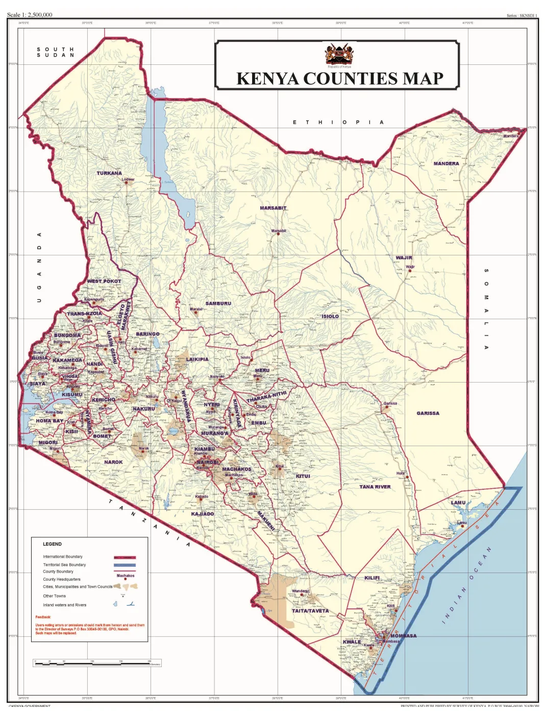 List of 47 counties and their codes and Headquarters